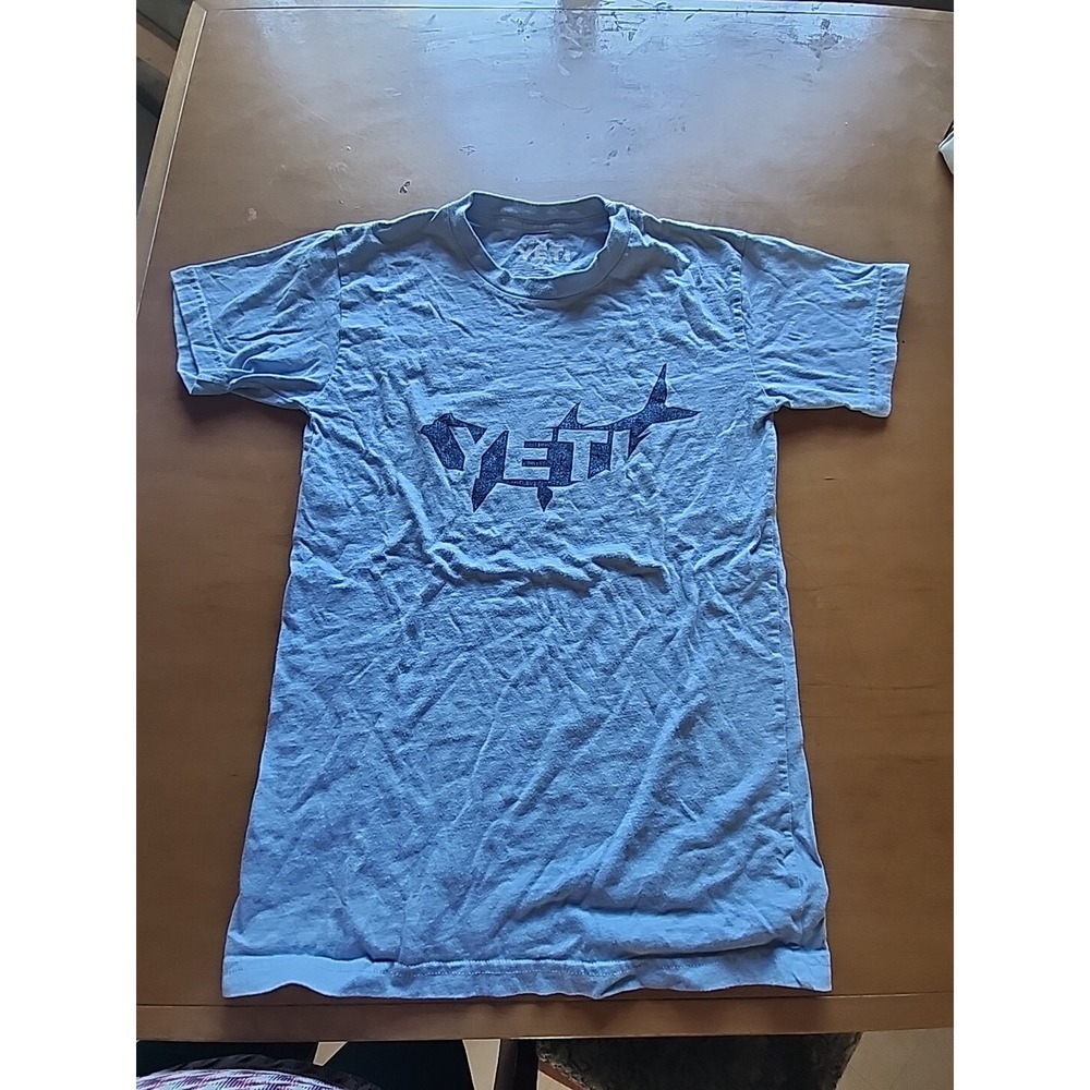 Yeti Coolers Light Blue Fish T Shirt Size Small 100% Cotton Short Sleeve‎